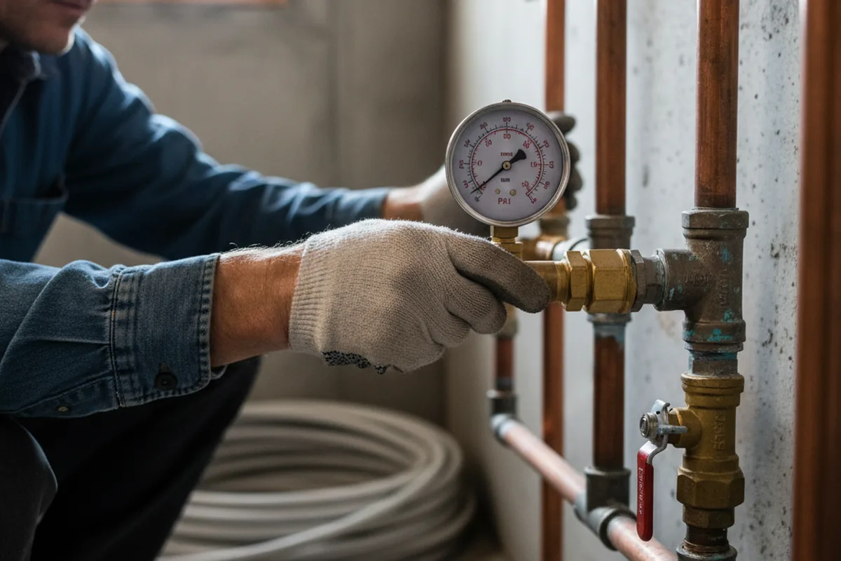 Pressure testing a repaired line during Water Line Repair in Glastonbury